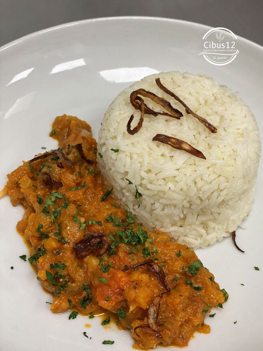 Riso basmati con melanzane e paprika al limone